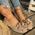 Plus size women's flats for export - spring  new collection: pointed-toe, soft-soled loafers with floral embellishments - ready to ship