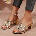 foreign trade summer new style outwear studded slippers women's lazy mid-heeled sandals half size 41-43 wholesale