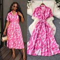 French riviera style halter sleeveless dress - women's summer cinched waist slimming tiered ruffle cake dress