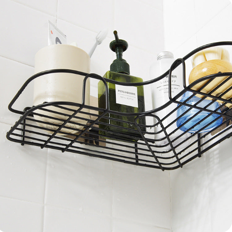 Bathroom rack corner bathroom corner rack toilet wall hanging wrought iron storage rack kitchen non-punching tripod