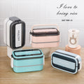 6607-japanese style flip-top 1400ml double-layer pp lunch box (with cutlery)