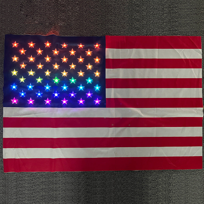 Cross-border new Independence Day cloth painting light American flag led lighting living room bedroom light string decorative lights