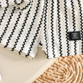 Vintage-inspired baby outfit set: textured striped top + shorts - casual two-piece set for little ones