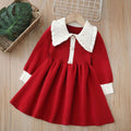 new year's & christmas girls' sweater dress - children's knitted sweater dress with pearl collar, chanel-inspired sweet style