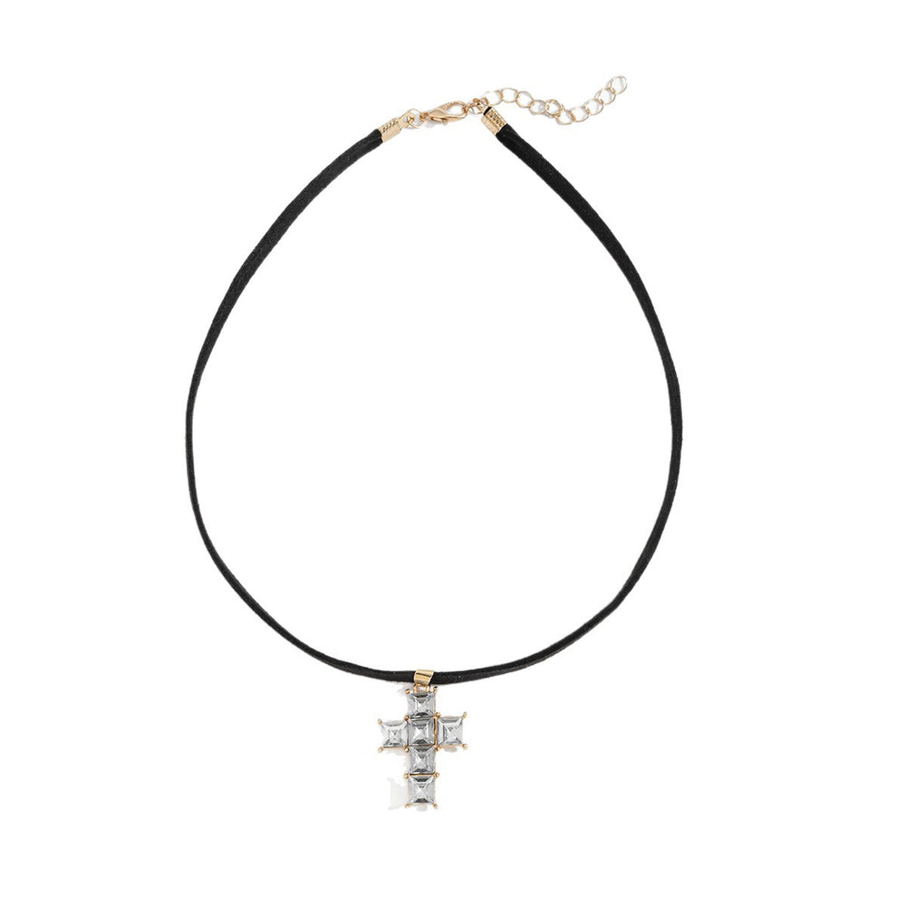 Dark style cross necklace wholesale cross-border stylish choker diamond necklace women's niche accessible luxury fashion necklace