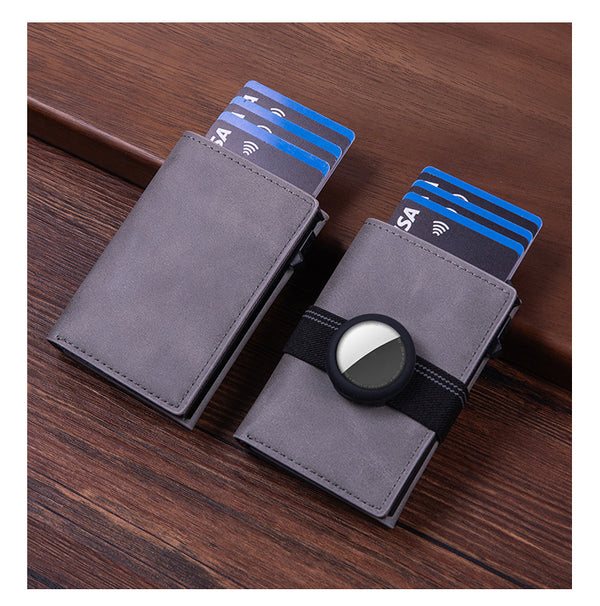 Wallet wholesale anti-theft swipe card bag, card box,  anti-lost device ring, strap, automatic elastic card side push ID bag