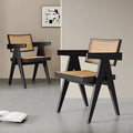 Second-hand style solid wood dining chair 2025 new arrival cream artistic lazy rattan chair