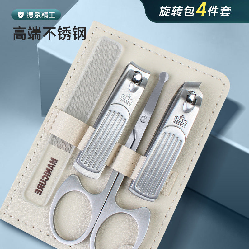 German precision nail clipper set - universal design for men & women - home use, portable, angled edge, complete manicure tool kit