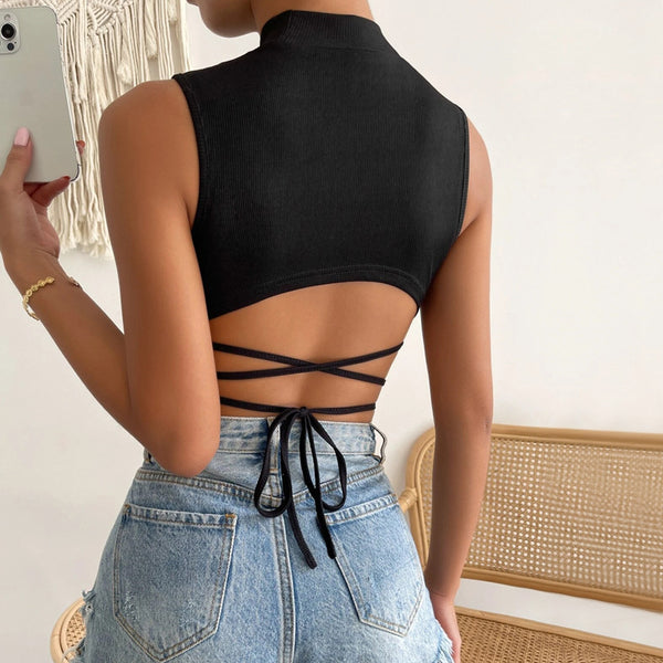 Europe and the United States  sexy wind I-shaped sling vest summer new slim strap solid color short sleeveless top women