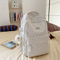 Rustic style backpack for female college students - minimalist polka dot floral cute girl's backpack - large capacity women's school bag