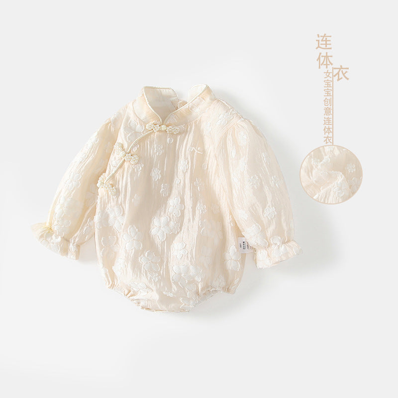 Chinese style baby spring & fall clothing chinoiserie bag butt baby girl baby clothes newborn onesie spring & fall full moon 100-day gift