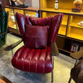Foshan medieval style forged iron furniture single sofa chair retro oil wax leather casual cigar god of war tiger chair