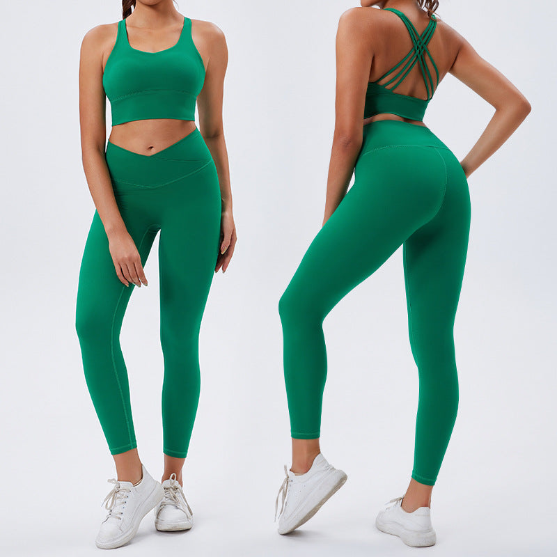 European and american cross-border fitness "barely there" butt-lifting yoga set - two-piece, beautiful back, running, outdoor sports, customizable women's activewear