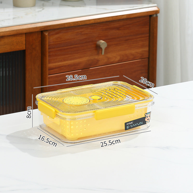 Refrigerator storage box double layer drain basket crisper pet plastic transparent thickened fruit vegetable freezer storage box