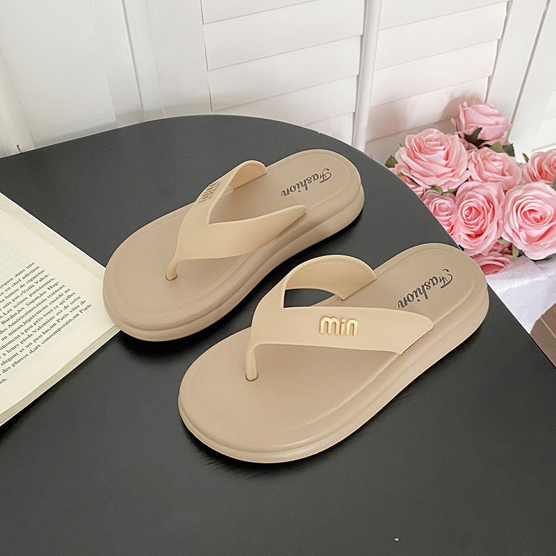 2025 new women's flip-flops - summer outdoor anti-slip thick-soled beach sandals - flat flip-flops for women