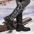 exportwinter suede knight boots fur snow boots women's plus sizethick soleknee high boots thick heel heattech cotton shoes