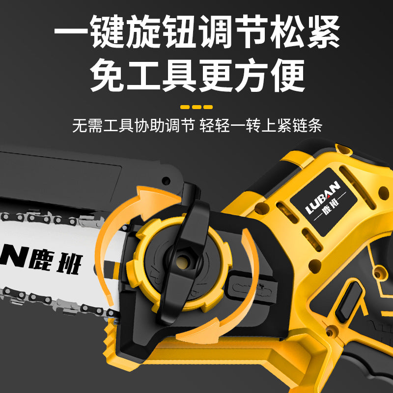 Cross-border 6-inch 8-inch lithium battery chain saw, rechargeable chainsaw, portable household small logging single hand saw, tree cutting and pruning saw