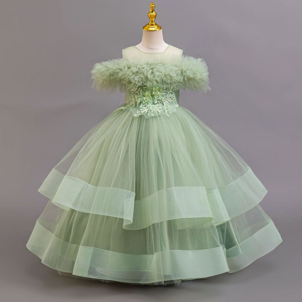 Factory direct children's floral tulle dress - princess style, perfect for runway shows and baby photoshoots