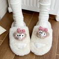 Cute cartoon fluffy slippers for women - new autumn/winter collection: thick-soled, comfortable, soft, and fuzzy one-strap cotton slippers