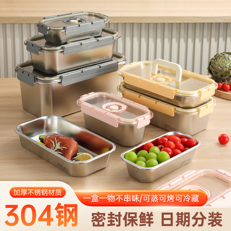 304 stainless steel fresh-keeping box, special sealed box for food-grade refrigerators, lunch box can be heated in microwave oven, bento box