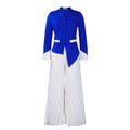 D553 women's foreign trade spring  new fashion flared sleeve top and pleated wide-leg pants set - african two-piece outfit