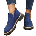 cross-border round toe side zipper martin boots ankle boots chunky heel new autumn/winter plus size women's ankle boots for export