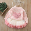 Girls' sweater princess tutu two-piece set - new autumn/winter korean style knitted pullover outfit for baby girls