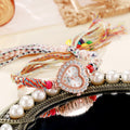 New arrivalaccessible luxury ethnic style heart-shaped quartz watch pull-out braided strap women's bracelet watch women's watch wholesale