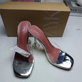 Za2024summernew arrival metal glass glue open toe european and american style high heel sandals daily casual outer wear women