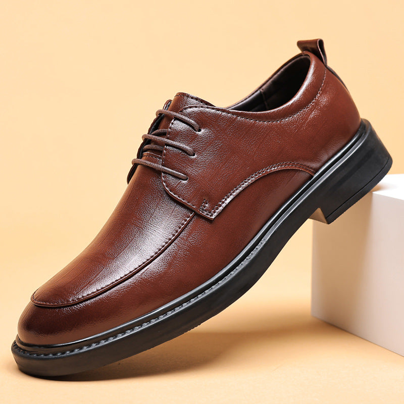 2024 new men's leather shoes - summer breathable business formal british style casual soft sole black dress shoes