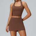 new tennis skirt set women's pocket sportswear two-piece outdoor running tight yoga outfit set