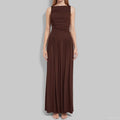 summer new women's fashion: european and american cross-border dress - elegant, slim-fit, solid color pleated maxi dress