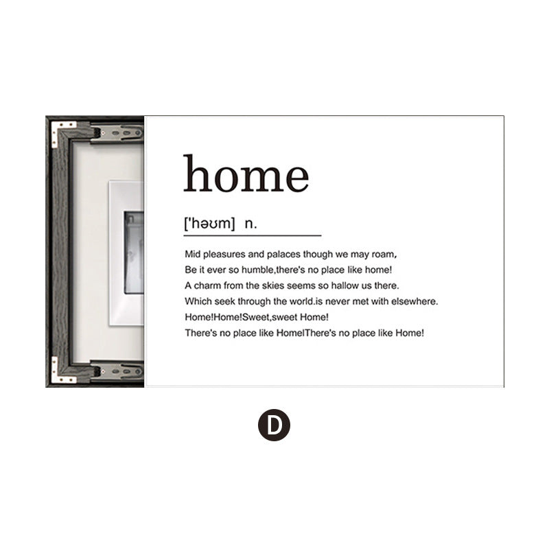 Black and white English letters meter box decorative painting empty switch blocking mural living room dining room distribution box hanging painting