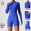 European and american cross-border new solid color yoga bodysuit one-piece dance training sports fitness bodysuit leotard