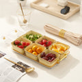 New arrival cream style dried fruit box for home ceramic divided dried fruit plate high-looking gold-rimmed snack plate living room candy plate
