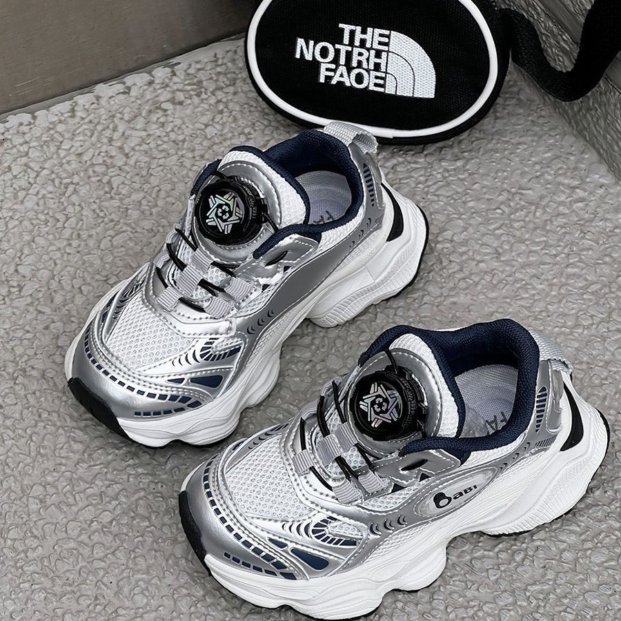 spring/summer new trendy brand rotating buckle boys' breathable single mesh sports shoes girls' chunky sneakers running shoes