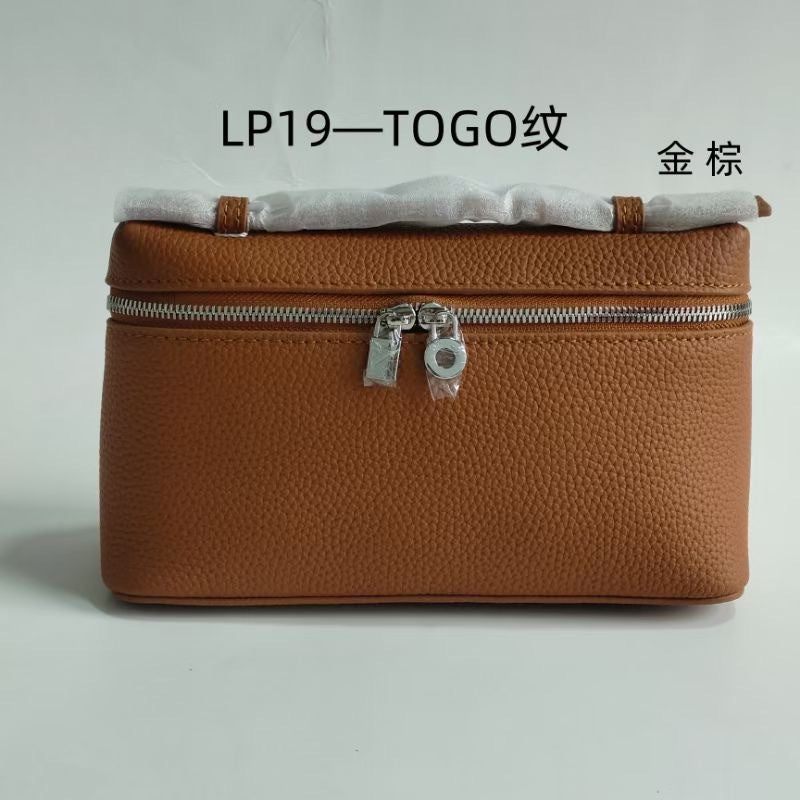 Lp19 genuine leather lunch box bag new arrival gigi same style kelly bag pebbled cowhide satchel bag simple shoulder bag for women