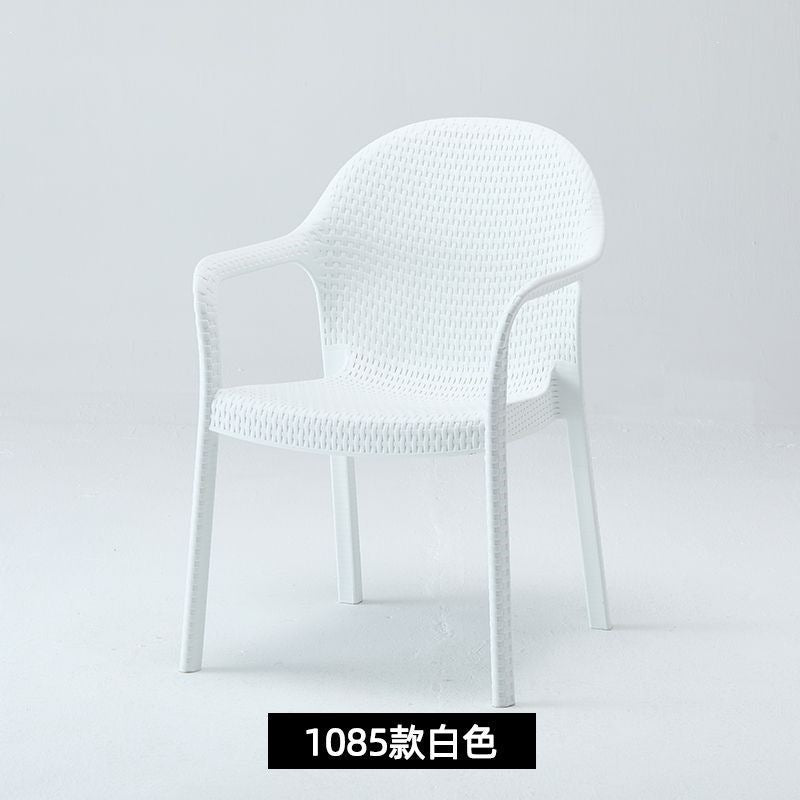 Outdoor patio plastic stool single chair single backrest imitation rattan chair balcony leisure area layout milk tea shop others