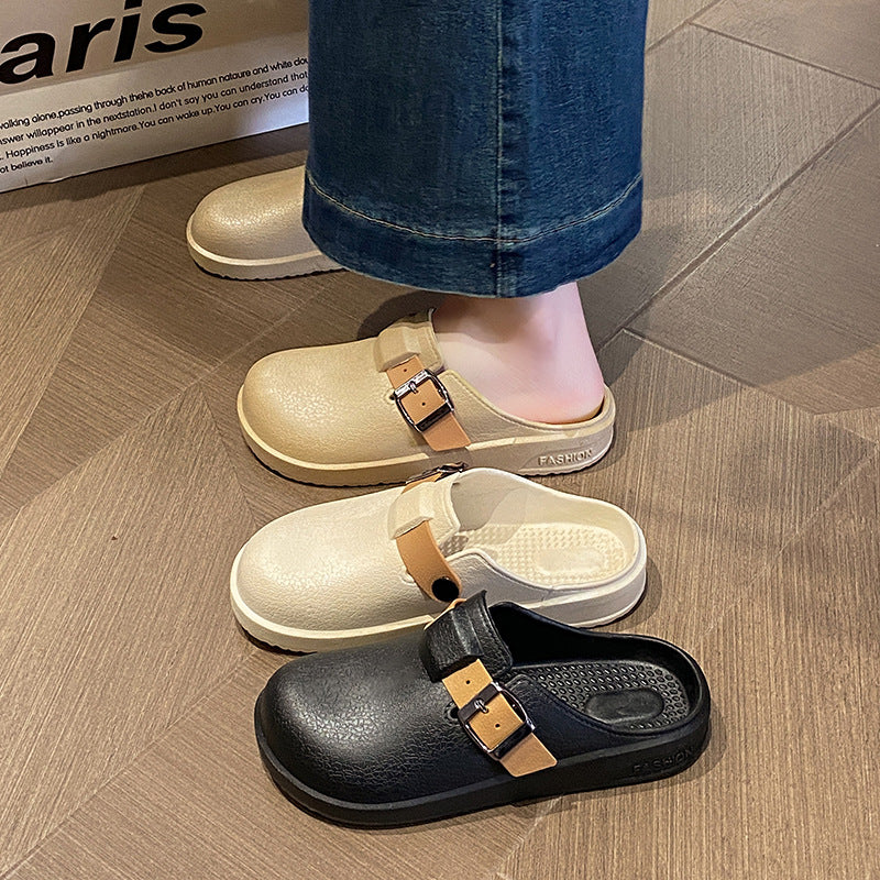 New women's half-slippers, closed-toe slides, summer outdoor sandals, thick-soled non-slip fashion beach sandals for female students