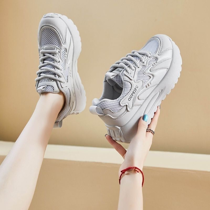 Spring autum women's shoes new arrival breathable mesh sneakers women's k-style thick solecasual soft bottom running dad shoes women