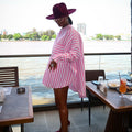 European and american cross-border women's fashion:  autumn new collection - striped crew neck long sleeve shirt and wide leg shorts set