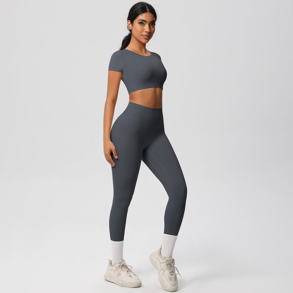 European and american nude feel brushed solid color yoga outfit set - quick-dry, breathable, 8-piece running & fitness activewear set for women