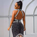supply of fashionfashion high collar halter sleeveless hip-covering waist sexy hot diamond beaded tassel short skirt big sale
