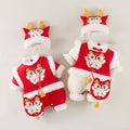 Newborn infant baby boy/girl new year's outfit - red embroidered winter romper for chinese new year - festive & thickened