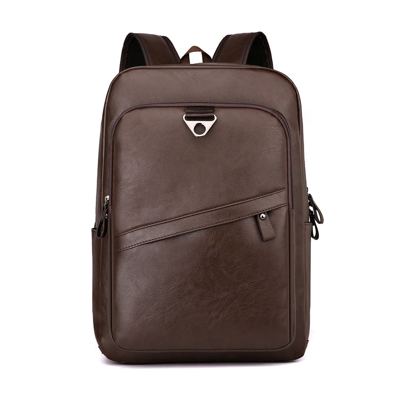 Cross-border wholesale backpack men's simple casual business laptop bag PU leather travel backpack
