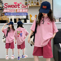 Girls' summer lightweight outfit set - trendy & stylish streetwear-inspired activewear for big kids (ages 8-9)