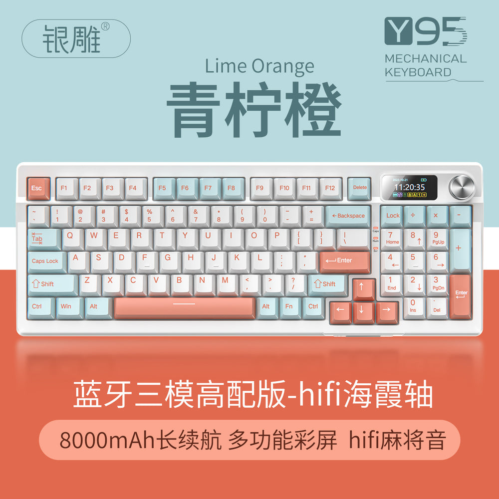 Y95 bluetooth tri-mode mechanical keyboard - customizable wireless 98-key layout, rgb wired gaming gasket keyboard, computer peripheral