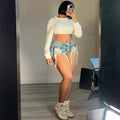 European and american style high-waisted jeans,  cross-border women's fashion,  summer streetwear hot girl drawstring shorts