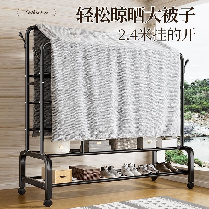 Simple clothes drying rack floor-standing for home clothes rack bedroom dormitory coat rack indoor balcony clothes drying clothes pole rack