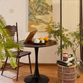 Round dining table, nordic casual, vintage walnut, small apartment, balcony tulip coffee, negotiation, milk tea